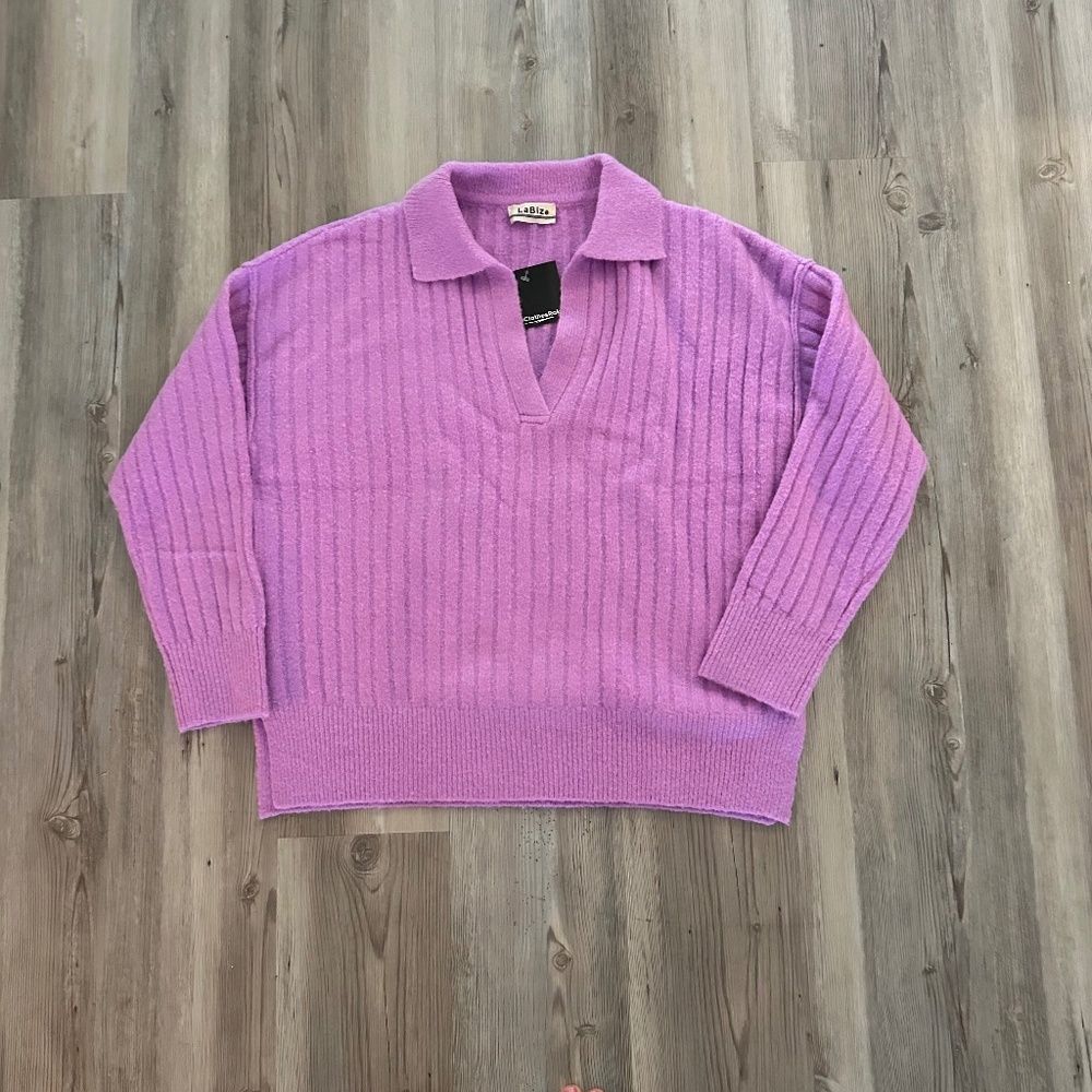 Cozy Pink Collared Sweater